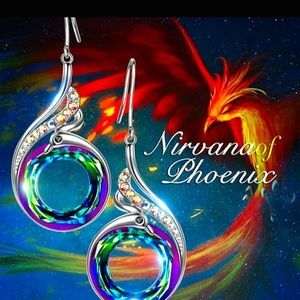 PHOENIX SWAROVSKI CRYSTAL STERLING DANGLE EARRINGS GORGEOUS